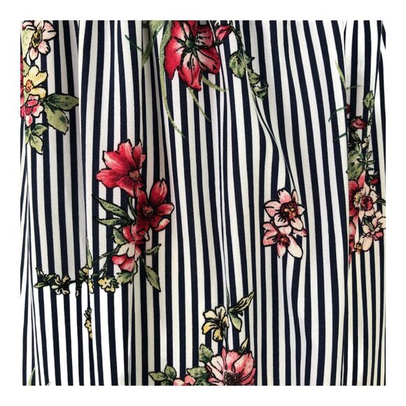 Soprano floral off shoulder striped ruffle‎ tiered cottagecore midi dress Sz S - Picture 4 of 11